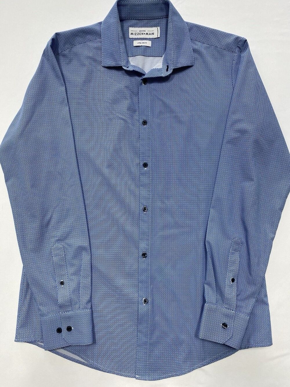 Mizzen and Main Leeward Dress Shirt Large Trim Fit Performance Stretch